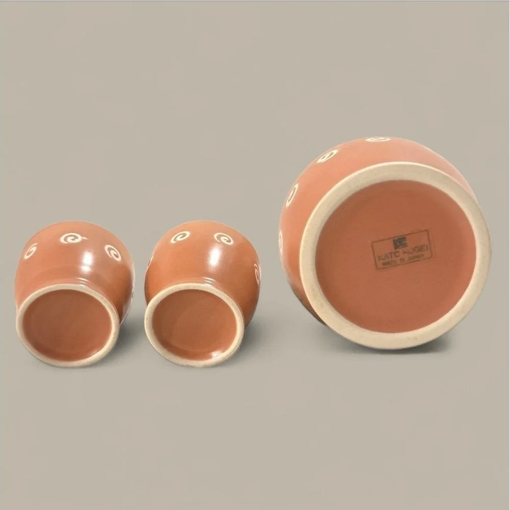 Kato‎ Kogei Japan Pink Wine Vessel Sake 3 Piece Set Cups Kitty Cat